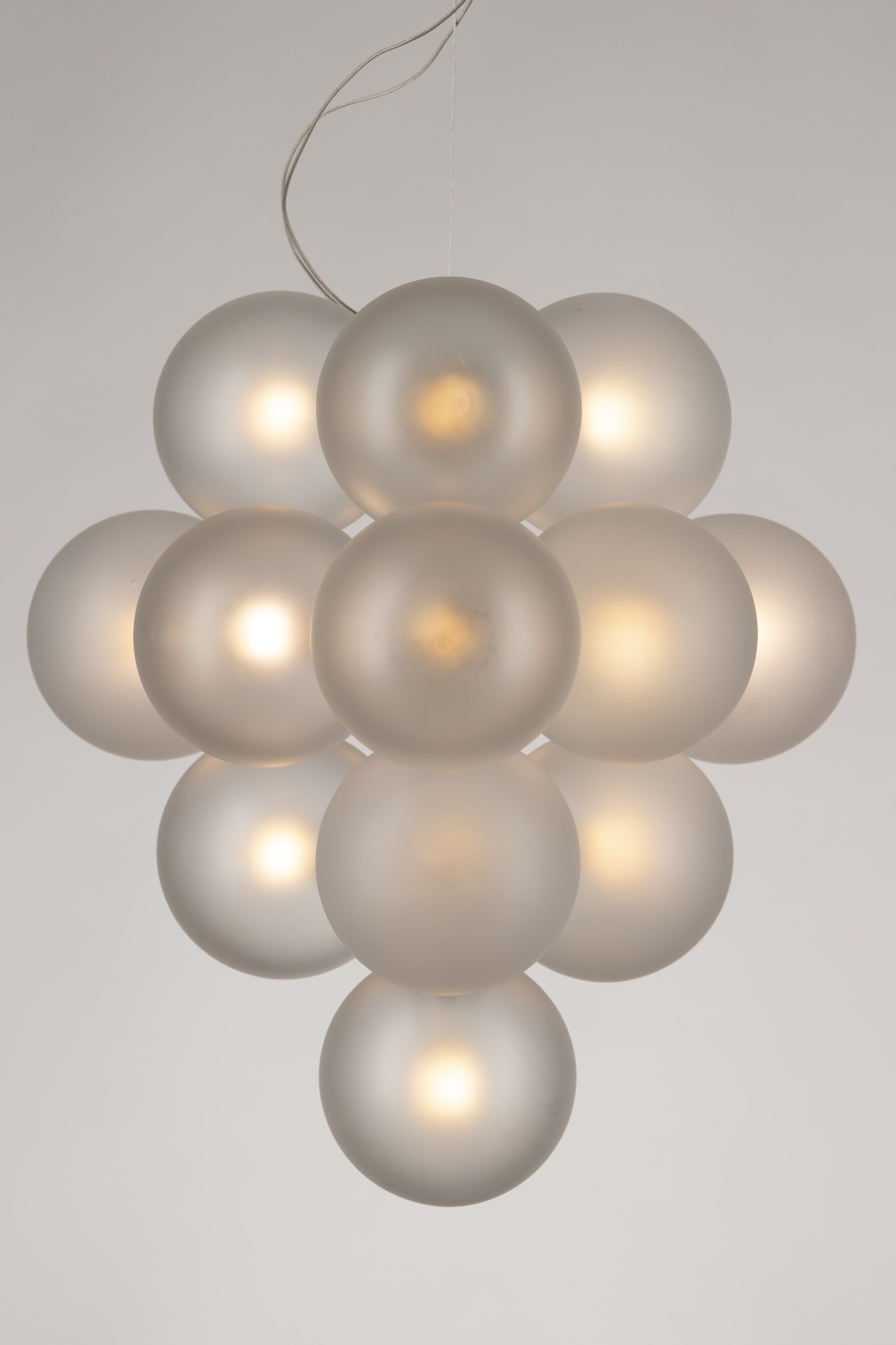 Grapes lamp detail, brushed steel frame